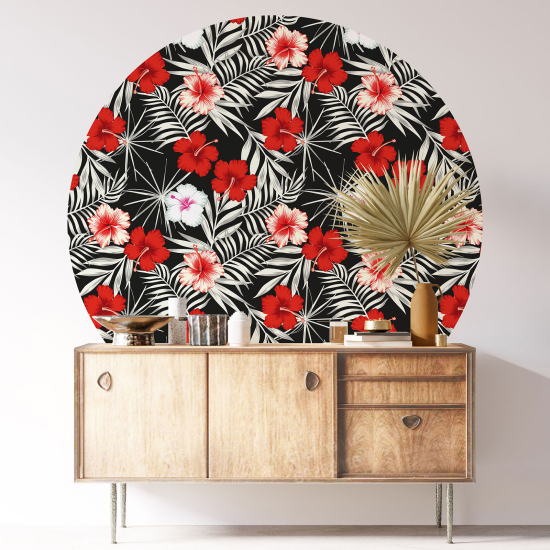 Stickers rond / cercle - Motif floral