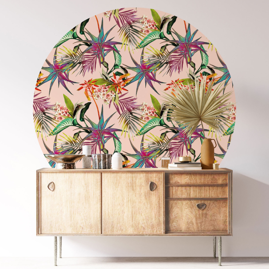 Stickers rond / cercle - Motif floral