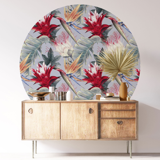 Stickers rond / cercle - Motif floral