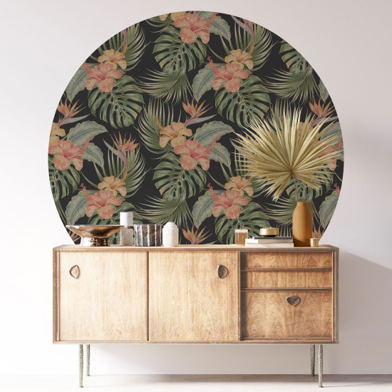 Stickers rond / cercle - Motif floral