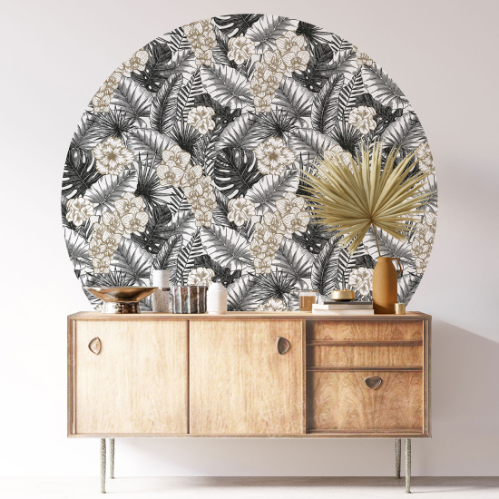 Stickers rond / cercle - Motif floral