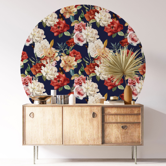 Stickers rond / cercle - Motif floral