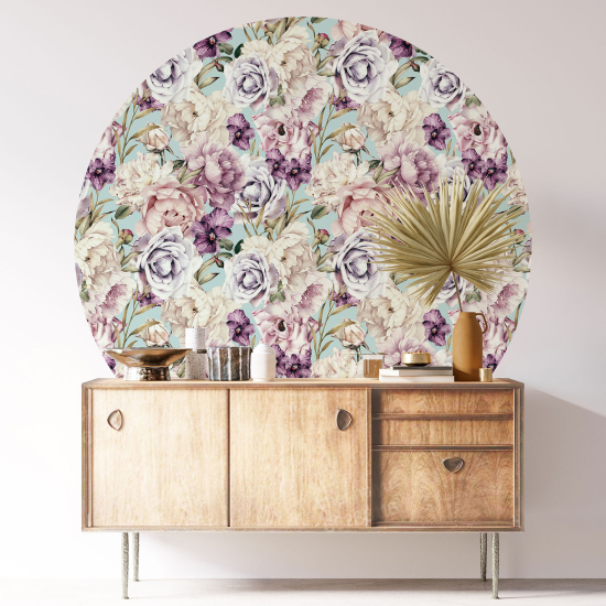 Stickers rond / cercle - Motif floral