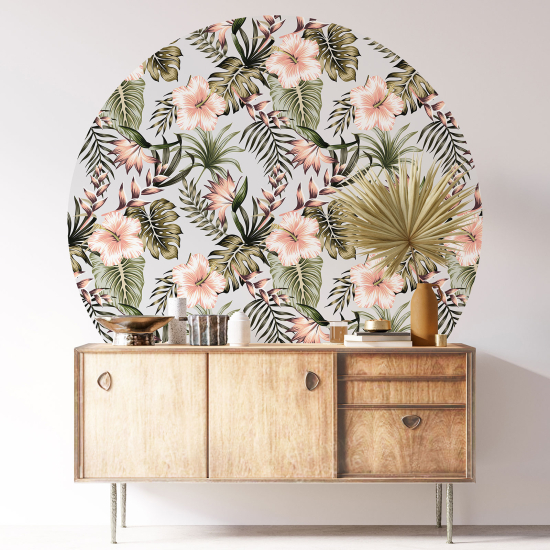 Stickers rond / cercle - Motif floral