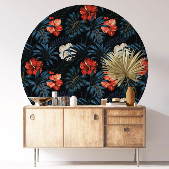 Stickers rond / cercle - Motif floral