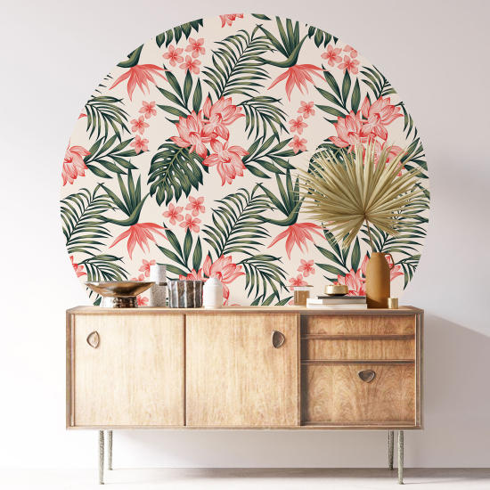 Stickers rond / cercle - Motif floral