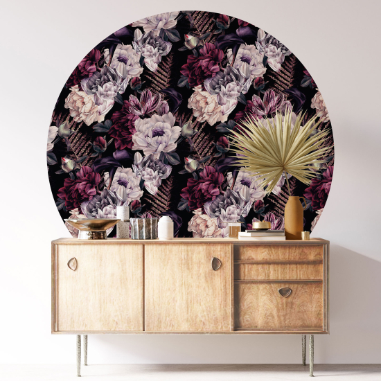 Stickers rond / cercle - Motif floral