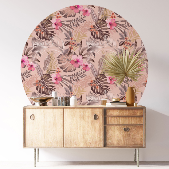 Stickers rond / cercle - Motif floral