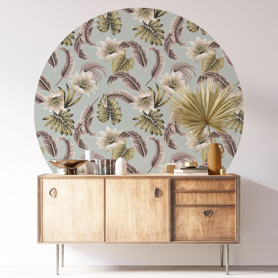 Stickers rond / cercle - Motif floral