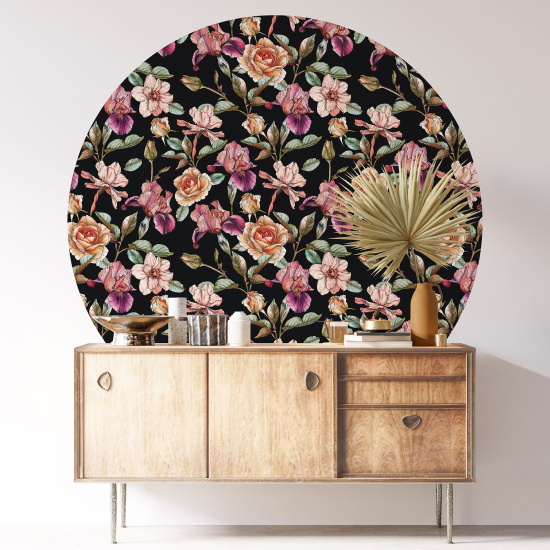 Stickers rond / cercle - Motif floral