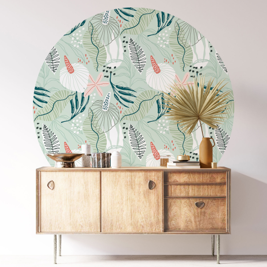 Stickers rond / cercle - Motif floral