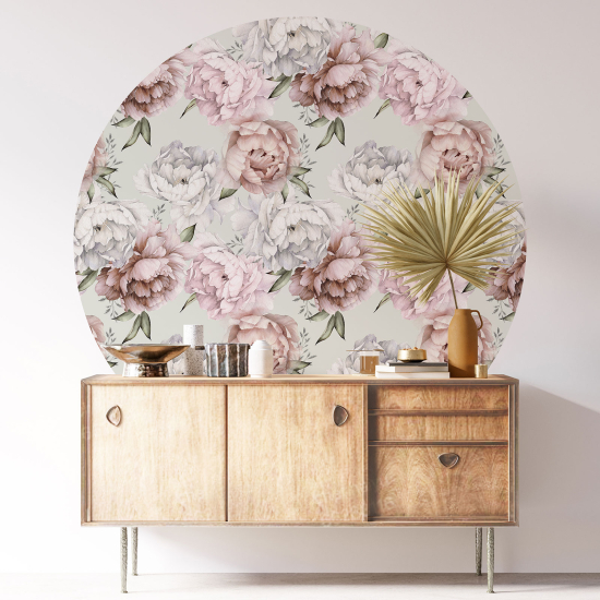 Stickers rond / cercle - Motif floral