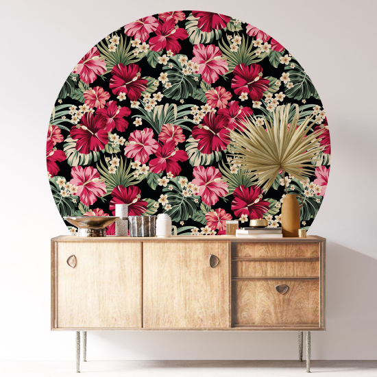 Stickers rond / cercle - Motif floral