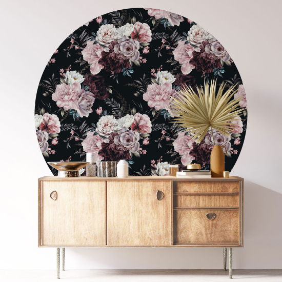 Stickers rond / cercle - Motif floral