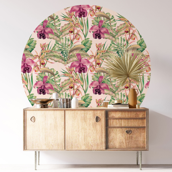 Stickers rond / cercle - Motif floral