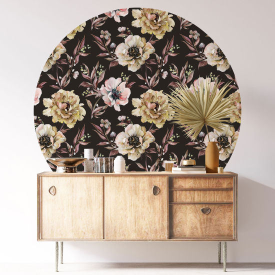 Stickers rond / cercle - Motif floral