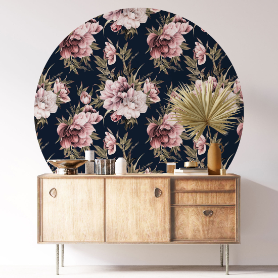 Stickers rond / cercle - Motif floral