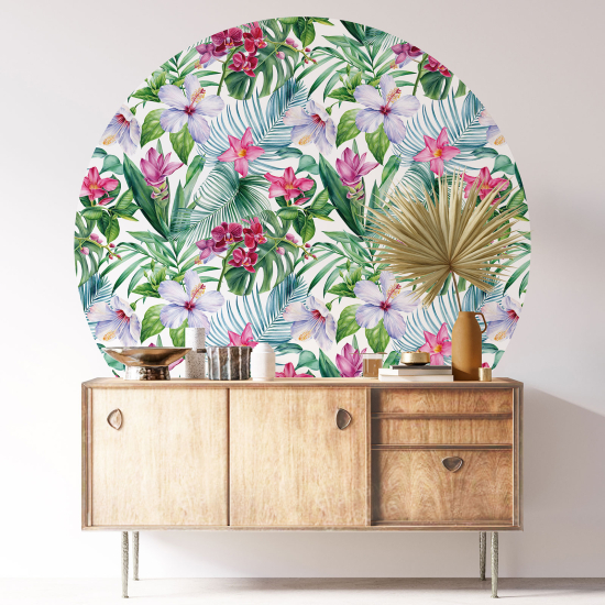 Stickers rond / cercle - Motif floral