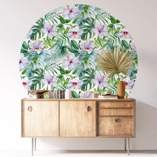 Stickers rond / cercle - Motif floral