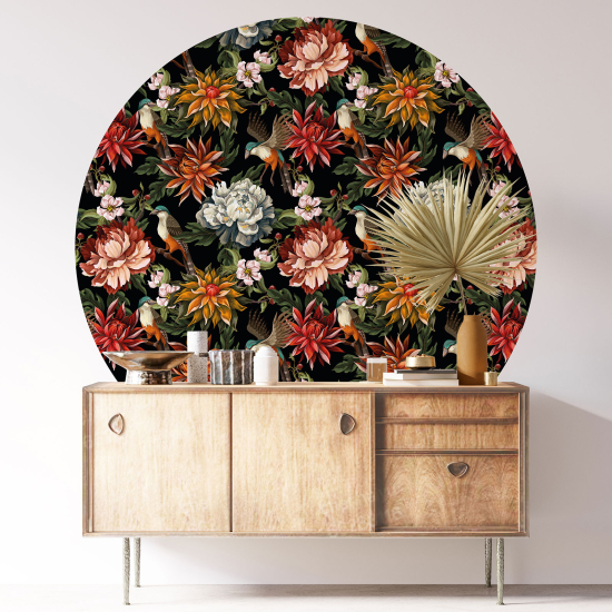 Stickers rond / cercle - Motif floral