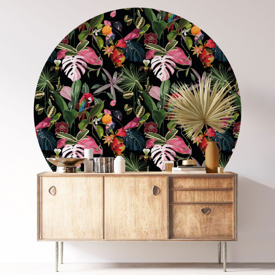 Stickers rond / cercle - Motif floral