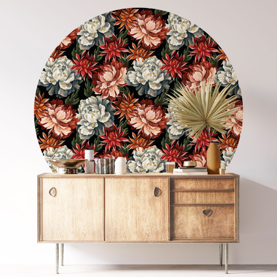 Stickers rond / cercle - Motif floral