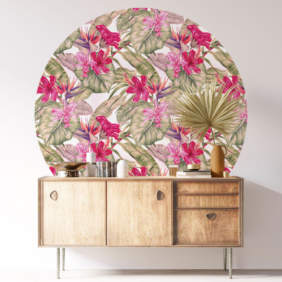 Stickers rond / cercle - Motif floral