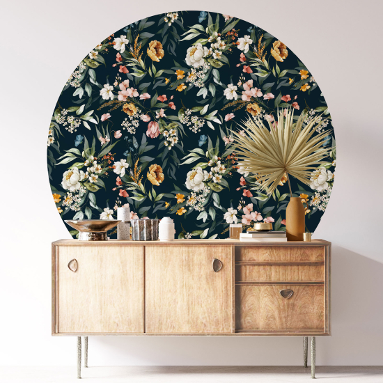 Stickers rond / cercle - Motif floral