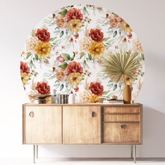 Stickers rond / cercle - Motif floral