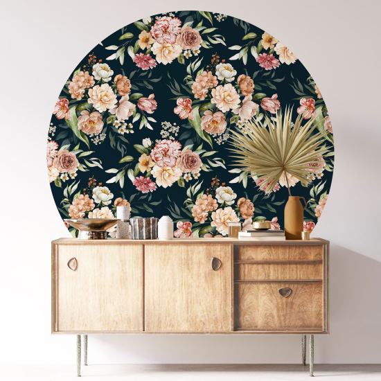 Stickers rond / cercle - Motif floral