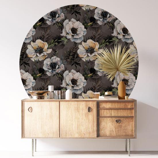 Stickers rond / cercle - Motif floral