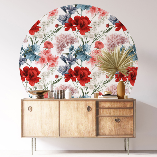 Stickers rond / cercle - Motif floral