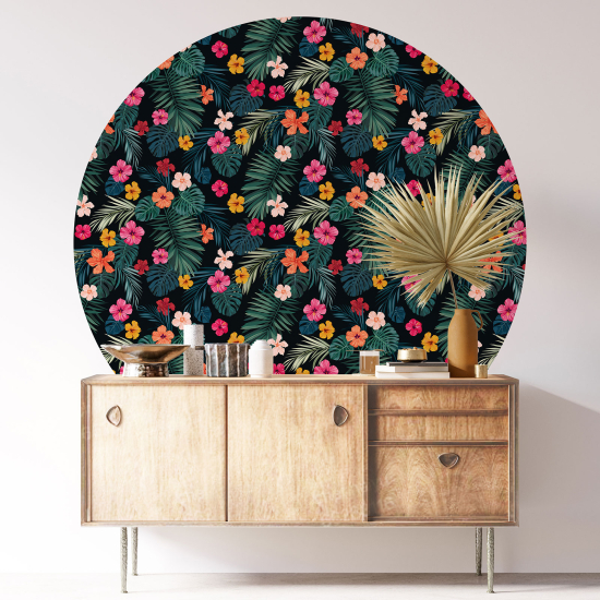 Stickers rond / cercle - Motif floral