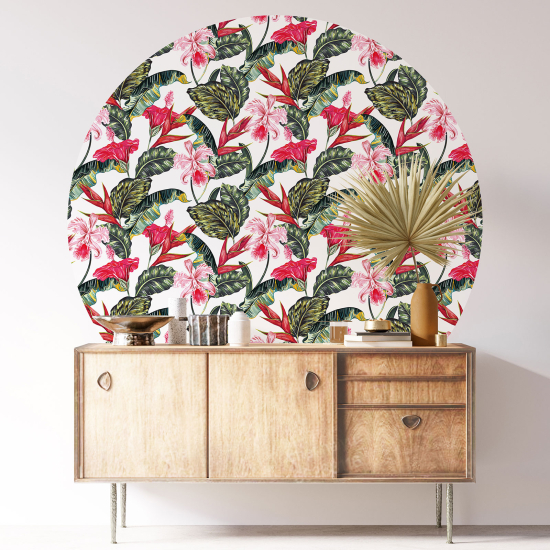 Stickers rond / cercle - Motif floral