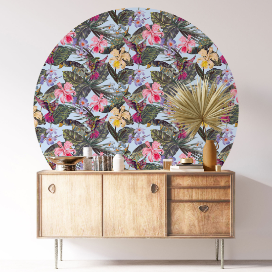 Stickers rond / cercle - Motif floral