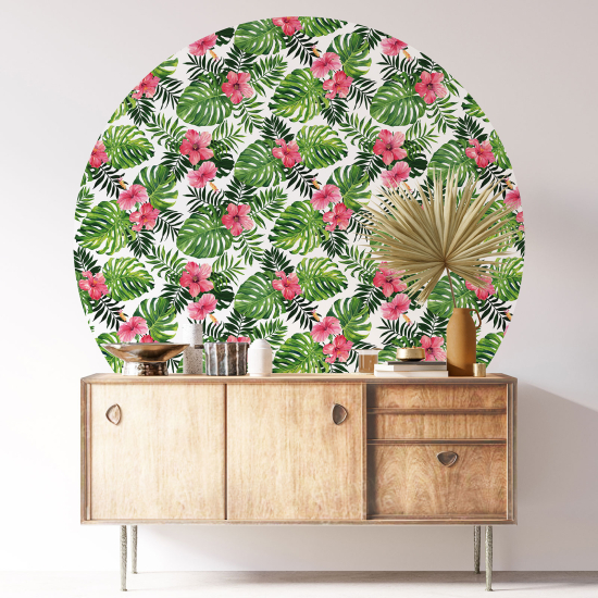 Stickers rond / cercle - Motif floral