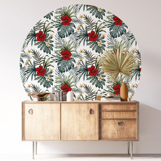 Stickers rond / cercle - Motif floral