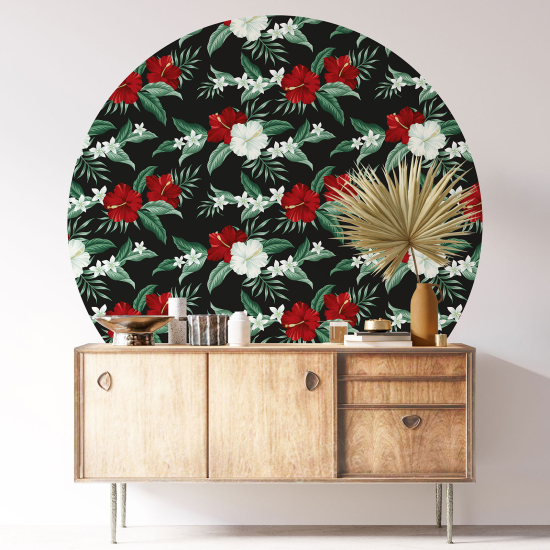 Stickers rond / cercle - Motif floral