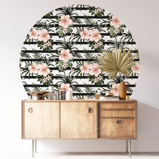 Stickers rond / cercle - Motif floral