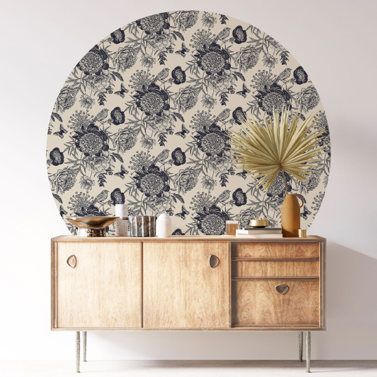 Stickers rond / cercle - Motif floral