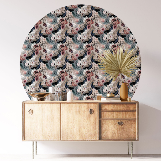 Stickers rond / cercle - Motif floral