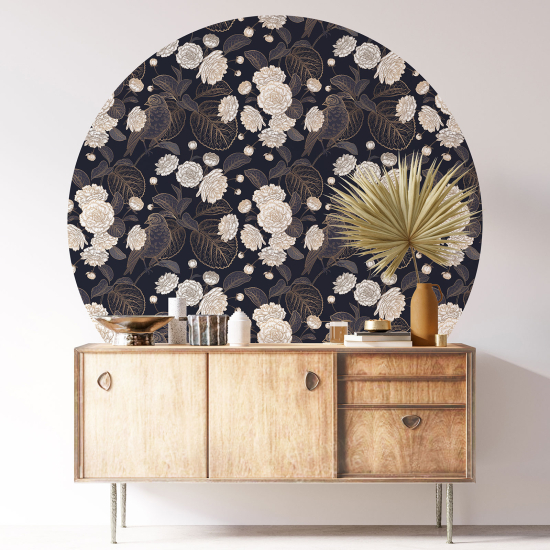 Stickers rond / cercle - Motif floral