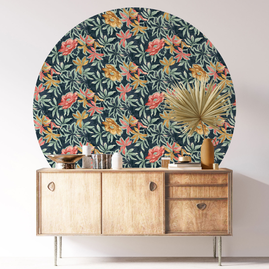 Stickers rond / cercle - Motif floral