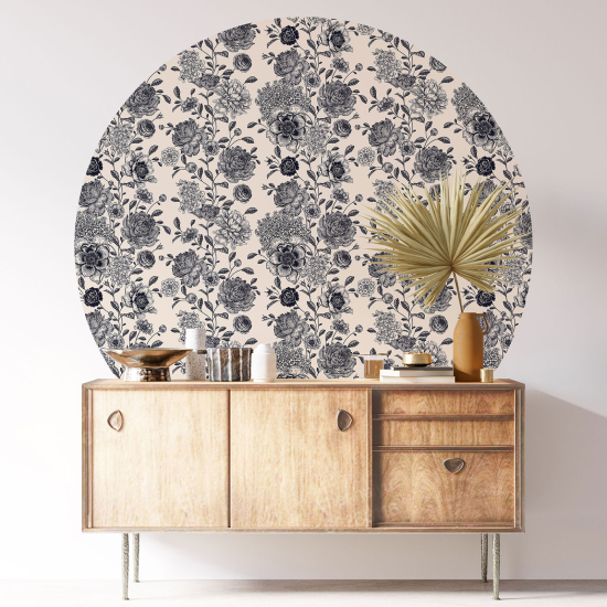 Stickers rond / cercle - Motif floral