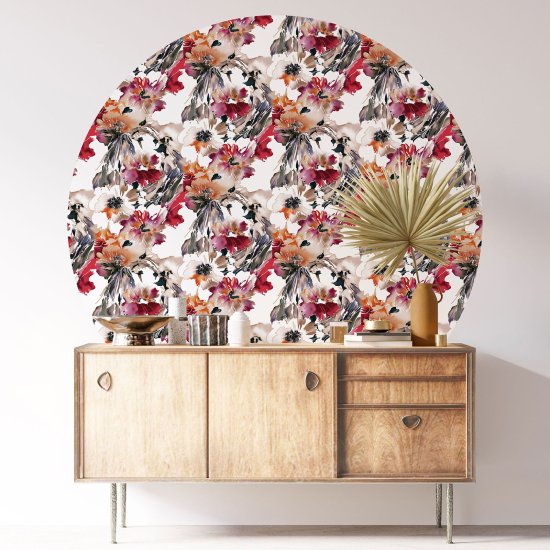 Stickers rond / cercle - Motif floral