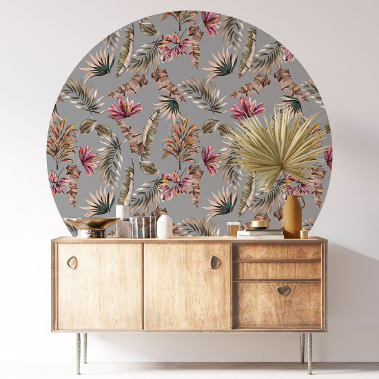 Stickers rond / cercle - Motif floral