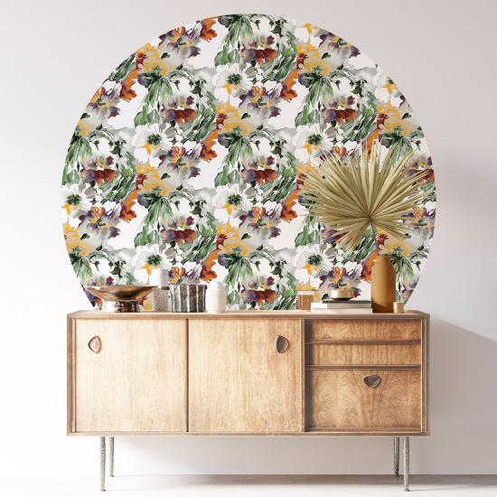 Stickers rond / cercle - Motif floral