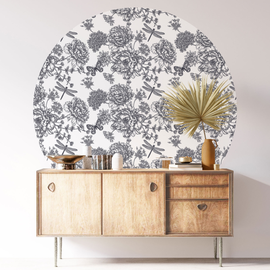 Stickers rond / cercle - Motif floral