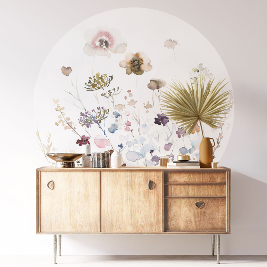 Stickers rond / cercle - Motif floral