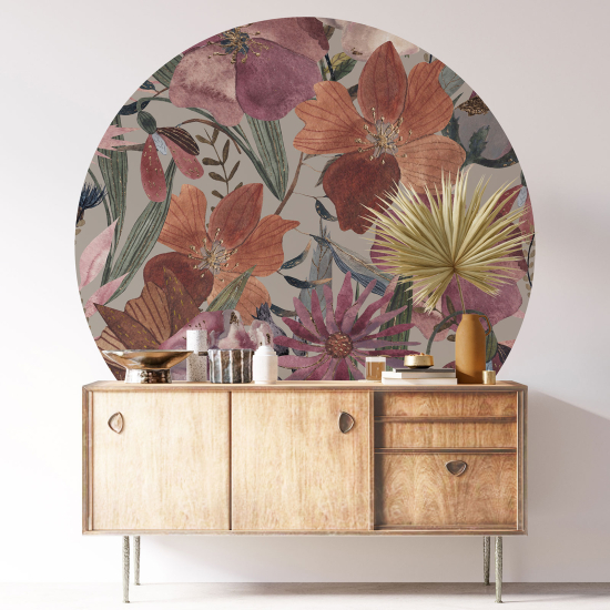 Stickers rond / cercle - Motif floral